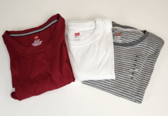 Lot 3Hanes t-shirt Mens XL Shirts 1 Short /2 Long Sleeve Hanes Striped Red White