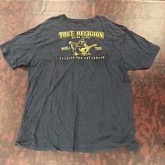 True Religion Mens XXL Black Gold Metallic World Tour Buddha Graphic T-Shirt