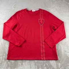 Puma X Scuderia Ferrari T Shirt Men 2XL Rosso Corsa Big Shield Long Sleeve NWOT