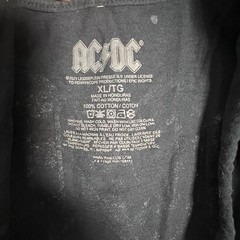 AC/DC 1980 US Tour Graphic Tshirt Black Bleach Wash Cropped Rock Band Tee XLarge
