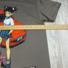 Almost Human Anime Girl Sports Car Graphic T-Shirt Gray Mens Small Streetwear