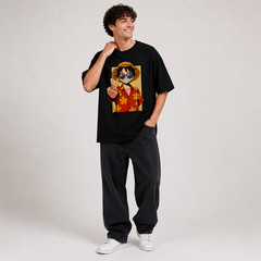 Anime Oversized T Shirt Japanese Streetwear Luffy Graphic Tee Unisex Cotton Top