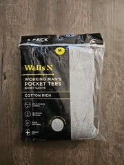 Walls Short Sleeve Working Man’s Pocket Tees MEDIUM Gray 2 Pack New In Pkg