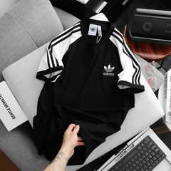 ADIDAS ORIGINALS 3-STRIPES CALIFORNIA Retro Trefoil TEE SHIRT ~ BLACK Slim Fit