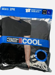 32 DEGREES Cool Mens 2 Pack Short Sleeve Crew Neck T Shirt (Large, Black)