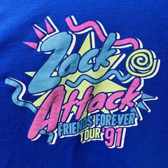 Zack Attack Friends Forever Tour 91 T-Shirt Size L Mens Blue Saved by the Bell