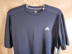 Adidas ClimaLite Shirt Men’s Large Short Sleeve Blue and White Size Large