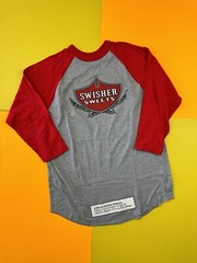 Vintage 90s Tobacco Swisher Sweets Cigar T Shirt Size XL Henley Gray Red RARE