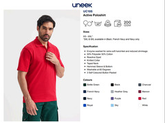 Uneek Unisex Mens Active Poloshirt Work Wear Top Casual Leisure Polo Tee XS-6XL