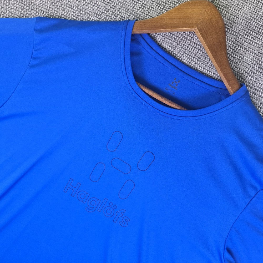 Haglofs Glee Hiking T-Shirt Men XL Blue Short Sleeve Outdoor Base Layer Stretch