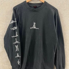 Vintage 1990 Skeleton Positions Fashion Victim Longsleeve Tshirt, Large, Black