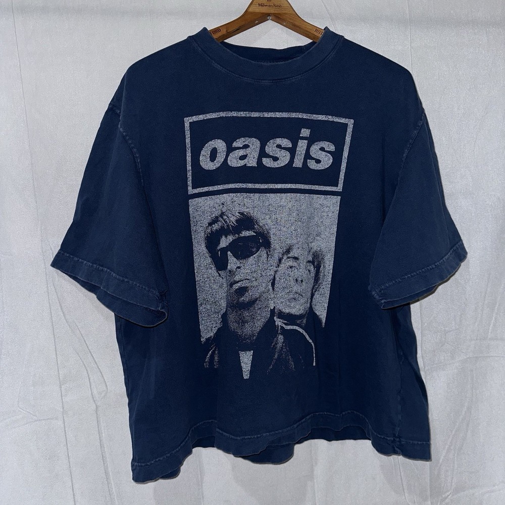 Oasis Abercrombie & Fitch Cropped T Shirt Size XL Blue Boxy Double Sided