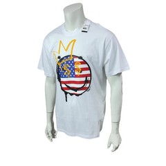 Brooklyn Vertical T Shirt Mens L USA Flag Smiley Face Crown Graphic White Cotton