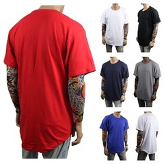 Men T-Shirts BIG & TALL Heavy Weight Long Extended Casual Active Crew Neck S-5X