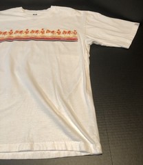 Vintage Speed-O Brand 2 Sided Printed Short Sleeve T-Shirt White W/ Multi Colors
