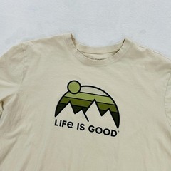 Life Is Good Shirt Mens 2XL Beige Mountain Logo Graphic Hiking Outdoor Tee