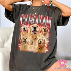 Personalized Pet Bootleg Shirt Custom Dog Cat Photo Tee Gift