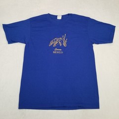 Cancun Mexico Turtle Embroidered Yazbek Men’s Graphic Tee Size Medium Blue