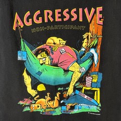 Vintage Aggressive Non-Participant 1994 Blue Cartoon Single Stitch L Tank N