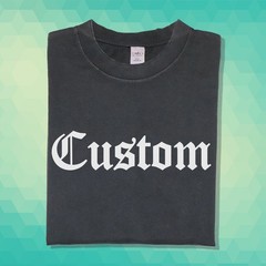 Custom Old English Shirt Tee Your Text or Last Name Printed Vintage Faded