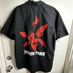 Vintage 2001 Linkin Park Button Up T Shirt LARGE Black Red Kap Men RARE Band