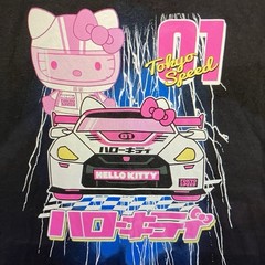 Sanrio Hello Kitty Tokyo Speed Racer Black T-Shirt Adult Unisex 2XL Colorful