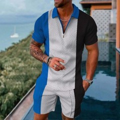 Mens 2-Piece Set Sweatsuit Short Sleeve T Shirts & Shorts Set Summer-Outfit USA
