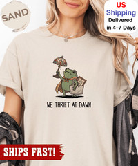 We Thrift At Dawn Shirt, Funny Frog Meme Thrifting Tee, Thrift Lover TShirt, Vin