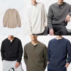 UNIQLO Waffle Henley Neck T-Shirt XS-4XL Men Regular Fit 482766 NWT