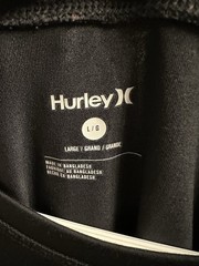 Hurley Black Short Sleeve Surf T-Shirt Logo Front Crew Neck Rashguard Mens L