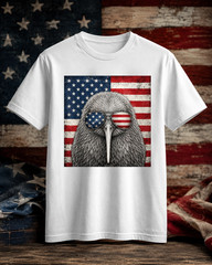 Retro Kiwi Bird Shirt 4th of July US American Flag Patriotic T-Shirt