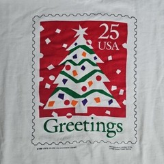 1990 Seasons Greetings Stamp USPS Short Sleeve Vintage Size XL Holiday Shirt
