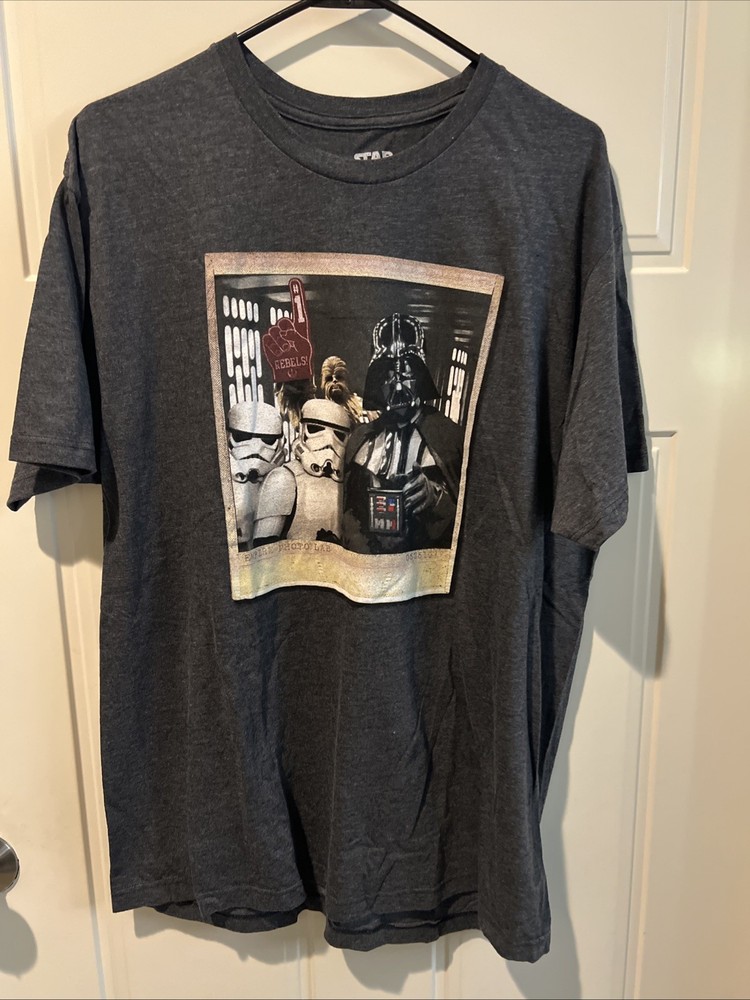 (551).Star Wars Empire Photo Lab Gray T Shirt Chewy Darth Vader Stormtroopers XL