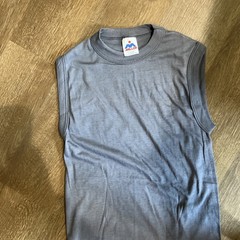 Vintage Blank Sleveless T-Shirt Mens Sz S Single Stitch USA 80s New NOS Gray