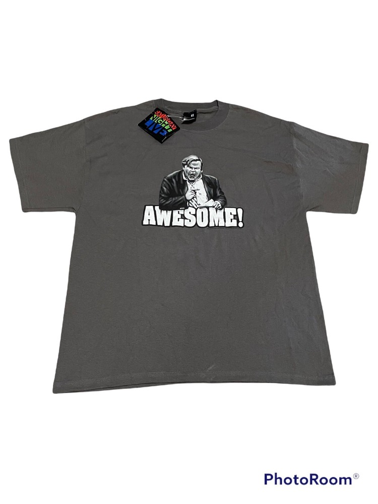 NWT Vintage Chris Farley SNL Comedian Y2k 2006 Awesome Shirt Gray Cotton Sz L