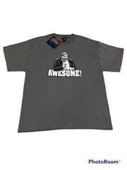 NWT Vintage Chris Farley SNL Comedian Y2k 2006 Awesome Shirt Gray Cotton Sz L