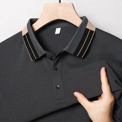 New Men’s Business Casual Short Sleeved Shirt Solid Color Polo Shirt Fashionable