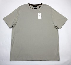Vince Shirt Mens XL Beige Pima Cotton Double Collar Crew Neck Knit Short Sleeve