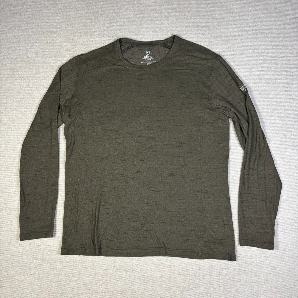 Men’s Kuhl Intent Krew Large Tapered Fit Green Long Sleeve Athleisure Shirt