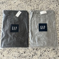 GAP The Essential Crew Men’s Long Sleeve Crew Neck T-Shirt Lot 2 S Gray