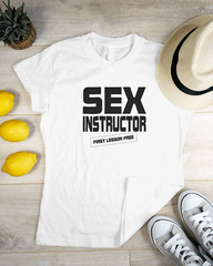 Men’s T-shirt Sex Instructor Funny Gift Novelty Streatwear Modern Cotton Adult