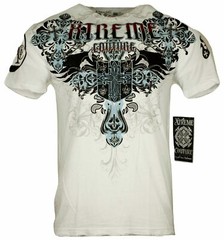 Xtreme Couture Affliction Men’s T-Shirt CLASSIC CREST White Tattoo Biker S-5XL