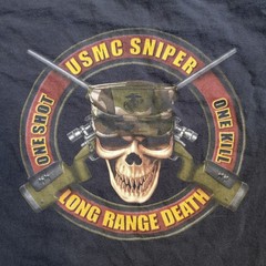 Vintage 90s Y2K USMC Long Range Death US Marine Corps Sniper Tshirt Size XL