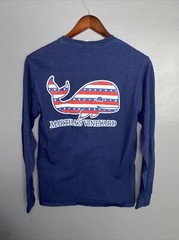 Martha’s Vineyard Cape Cod Long Sleeve Small Blue T-Shirt With Whale Graphic