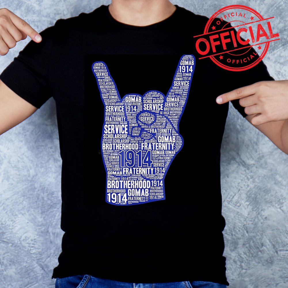 Mens Phi-1914 Hand Sign Beta-Sigma Words Shirt