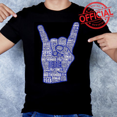 Mens Phi-1914 Hand Sign Beta-Sigma Words Shirt