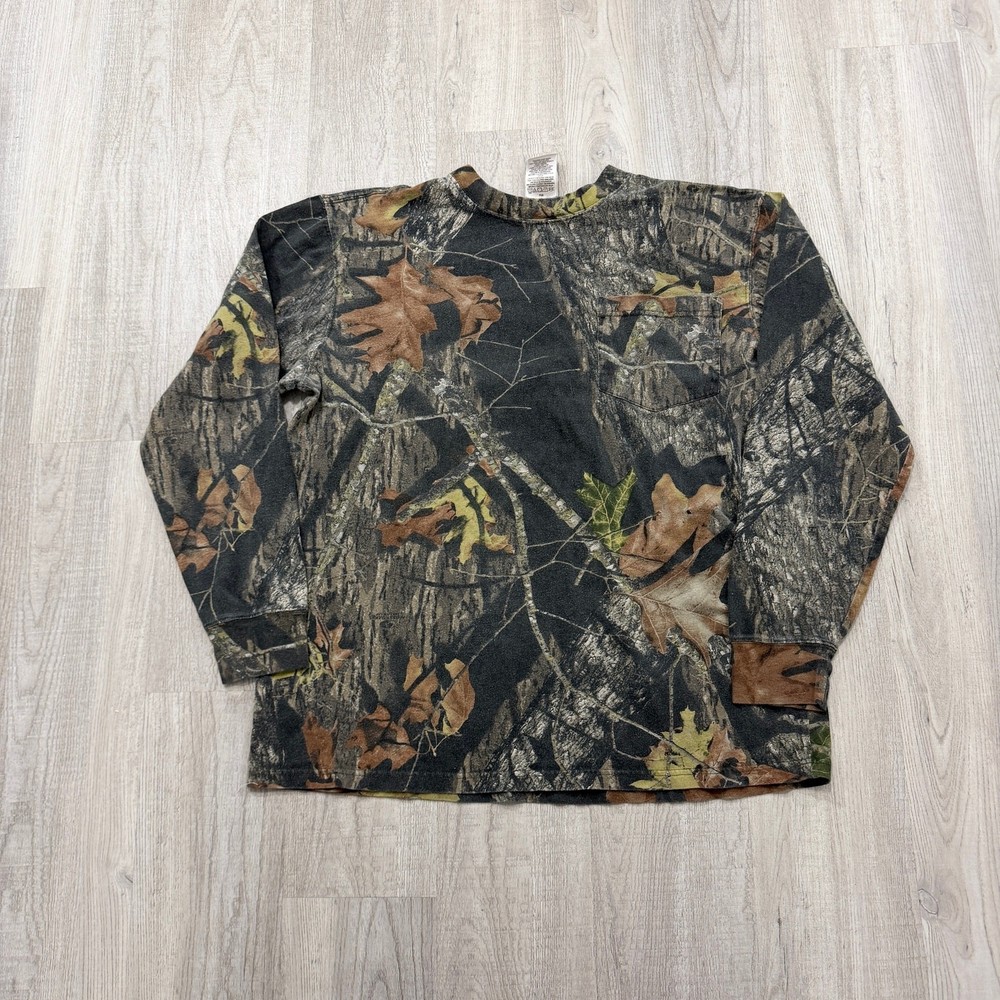 Vintage Mossy Oak Camo Shirt Mens Large Green Long Sleeve 90s Camouflage Hunting