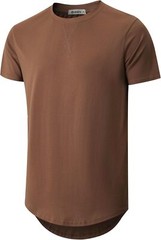 Mens 100% Cotton Pre-Shrunk Longline Crewneck T-Shirt Hip Hop Urban Style S-4XL