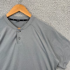 Public Rec Henley Shirt Mens Medium Gray Pima Short Sleeve Active Work Travel