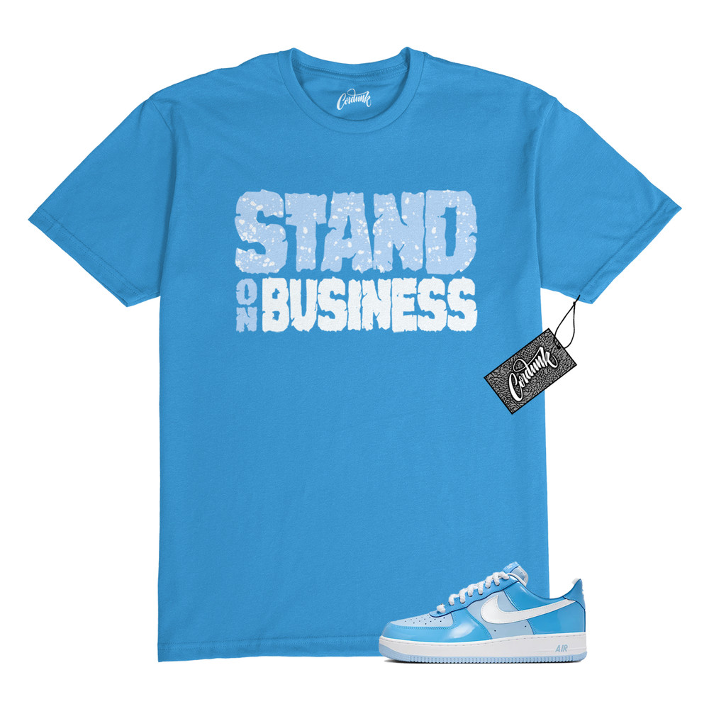Air Force 1 Psychic Blue University Patent White LV8 T Shirt to Match SOB
